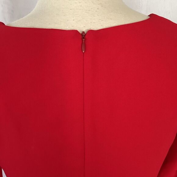 Amanda Uprichard Red Lined Sheath Dress Bell Slit Sleeves Women’s Small - Picture 6 of 8